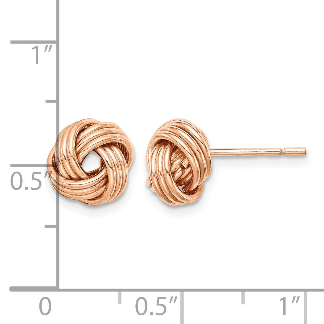 Sterling Silver Rose-tone Love Knot Post Earrings