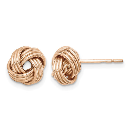 Sterling Silver Rose-tone Love Knot Post Earrings