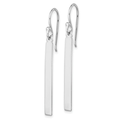 Sterling Silver Rhodium-plated Polished Bar Dangle Earrings