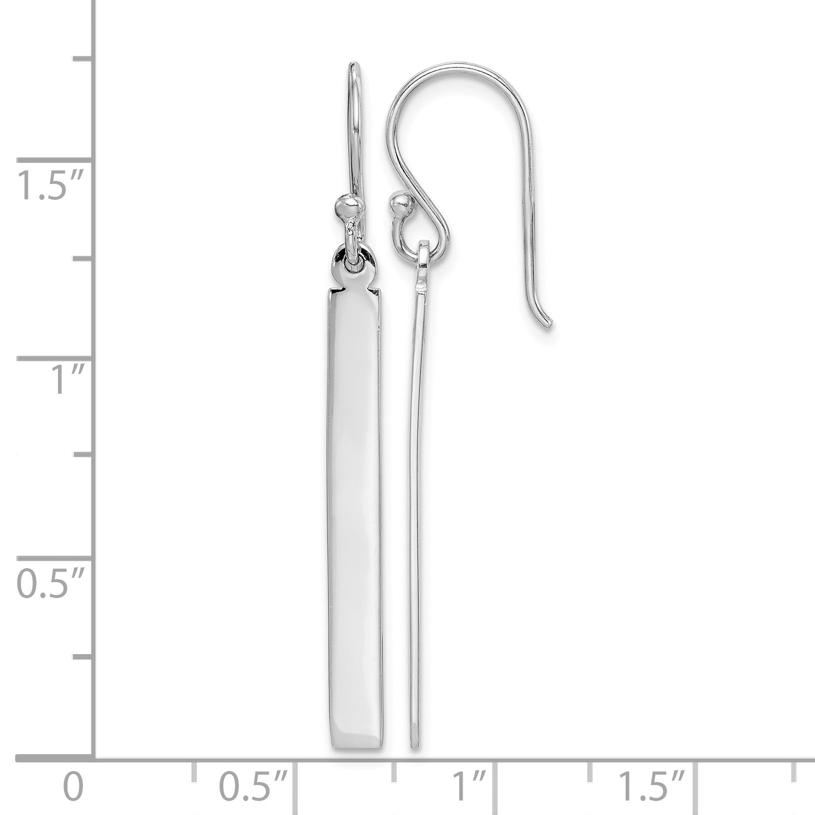 Sterling Silver Rhodium-plated Polished Bar Dangle Earrings