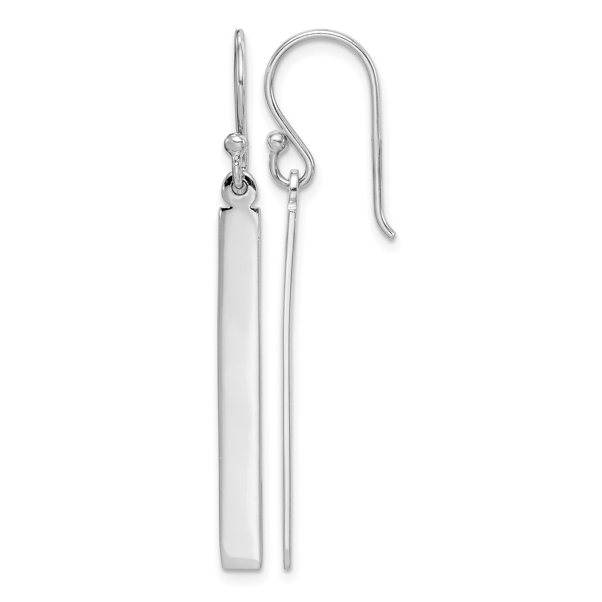 Sterling Silver Rhodium-plated Polished Bar Dangle Earrings