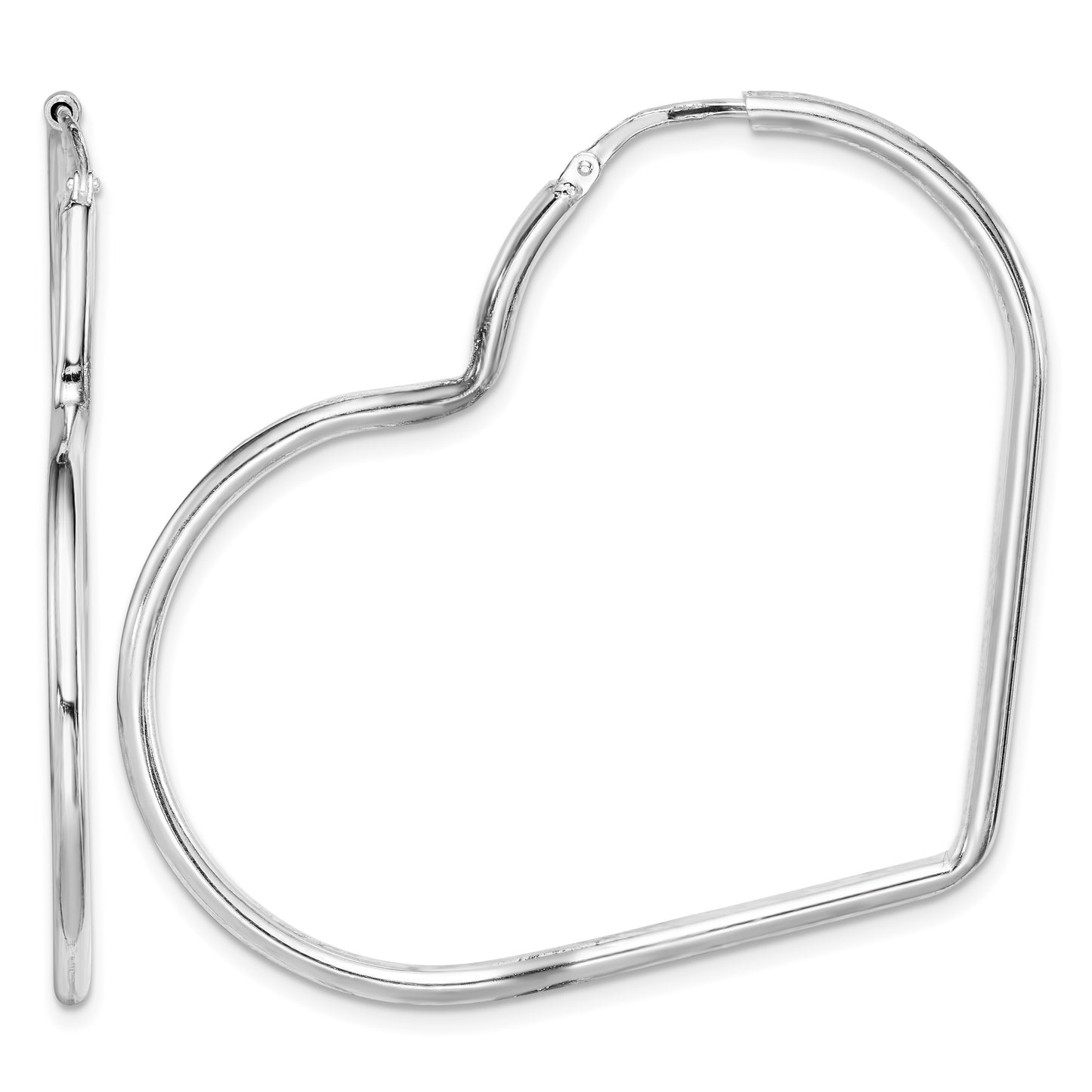 Sterling Silver Rhodium-Plated 2mm Heart Hoop Earrings