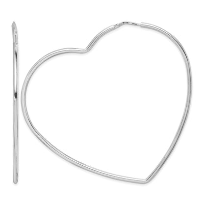 Sterling Silver Rhodium-Plated 2mm Heart Hoop Earrings