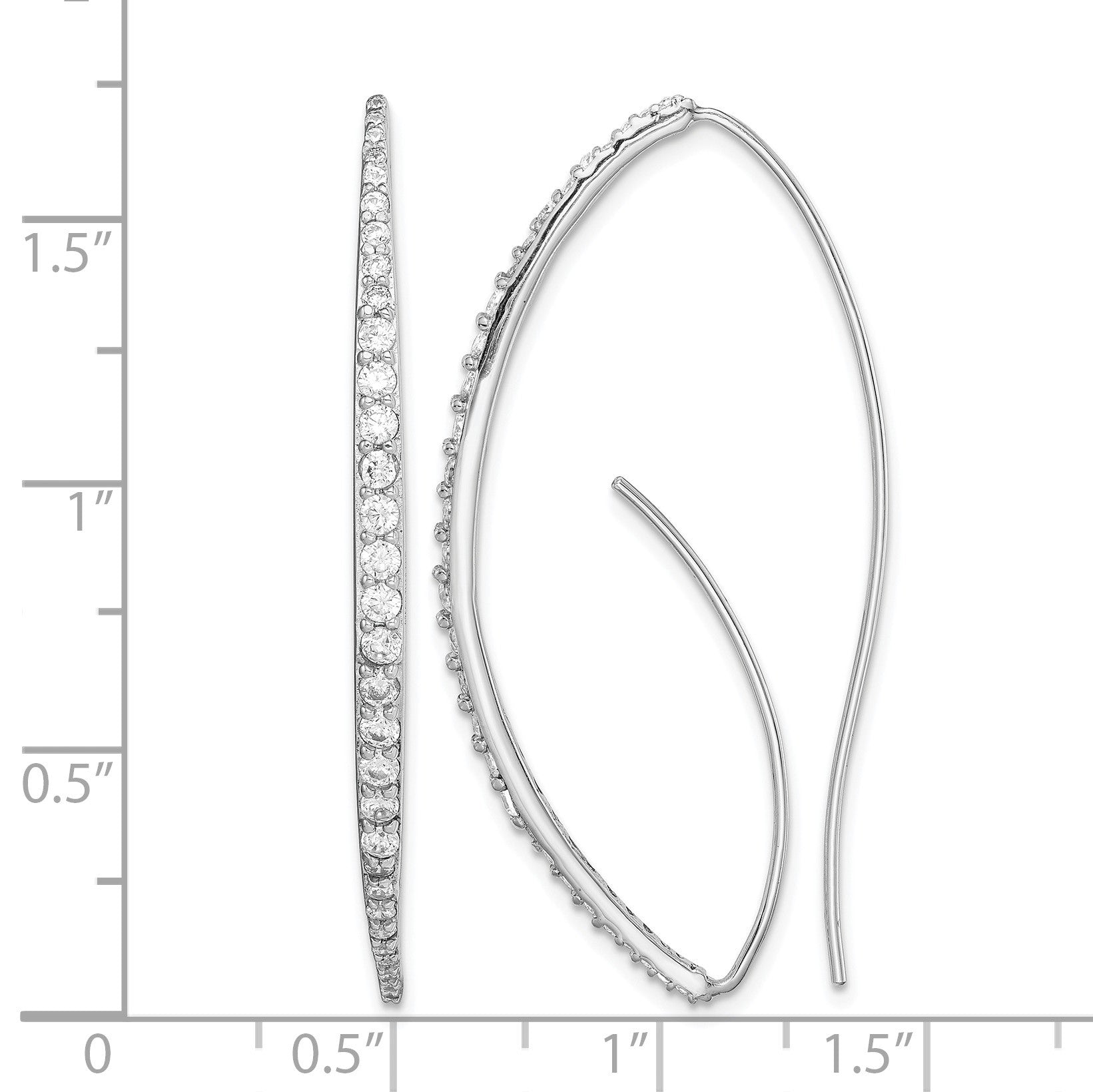 Sterling Silver Rhodium-plated CZ Threader Earrings