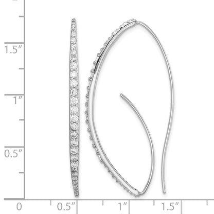 Sterling Silver Rhodium-plated CZ Threader Earrings