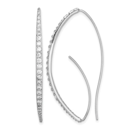 Sterling Silver Rhodium-plated CZ Threader Earrings