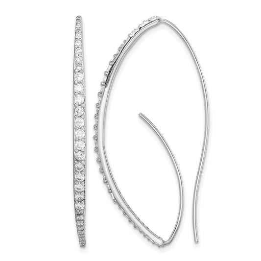 Sterling Silver Rhodium-plated CZ Threader Earrings