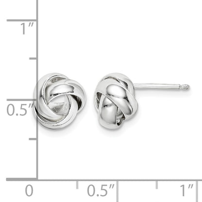 Sterling Silver Rhodium-plated Polished 9mm Love Knot Post Earrings