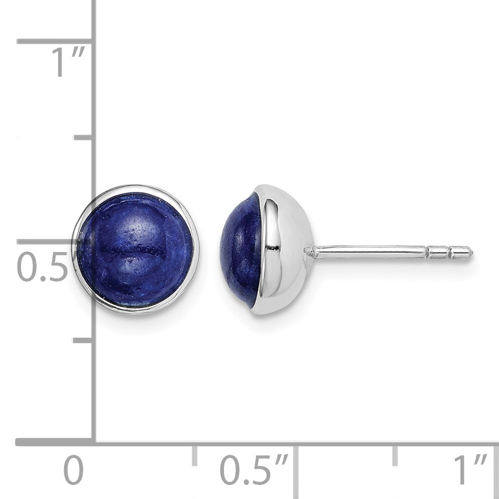 Sterling Silver Rhodium-plated 7mm Lapis Post Earrings