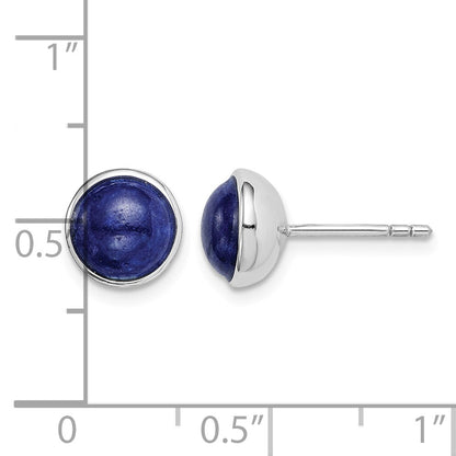 Sterling Silver Rhodium-plated 7mm Lapis Post Earrings