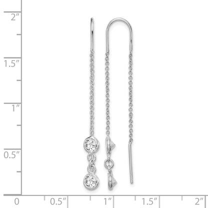 Sterling Silver Rhodium-plated CZ Threader Earrings