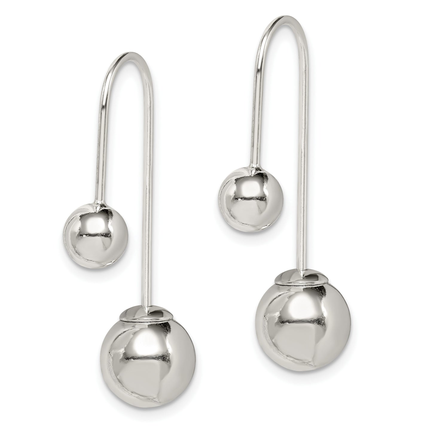Sterling Silver Polished Front and Back Dangle Earrings