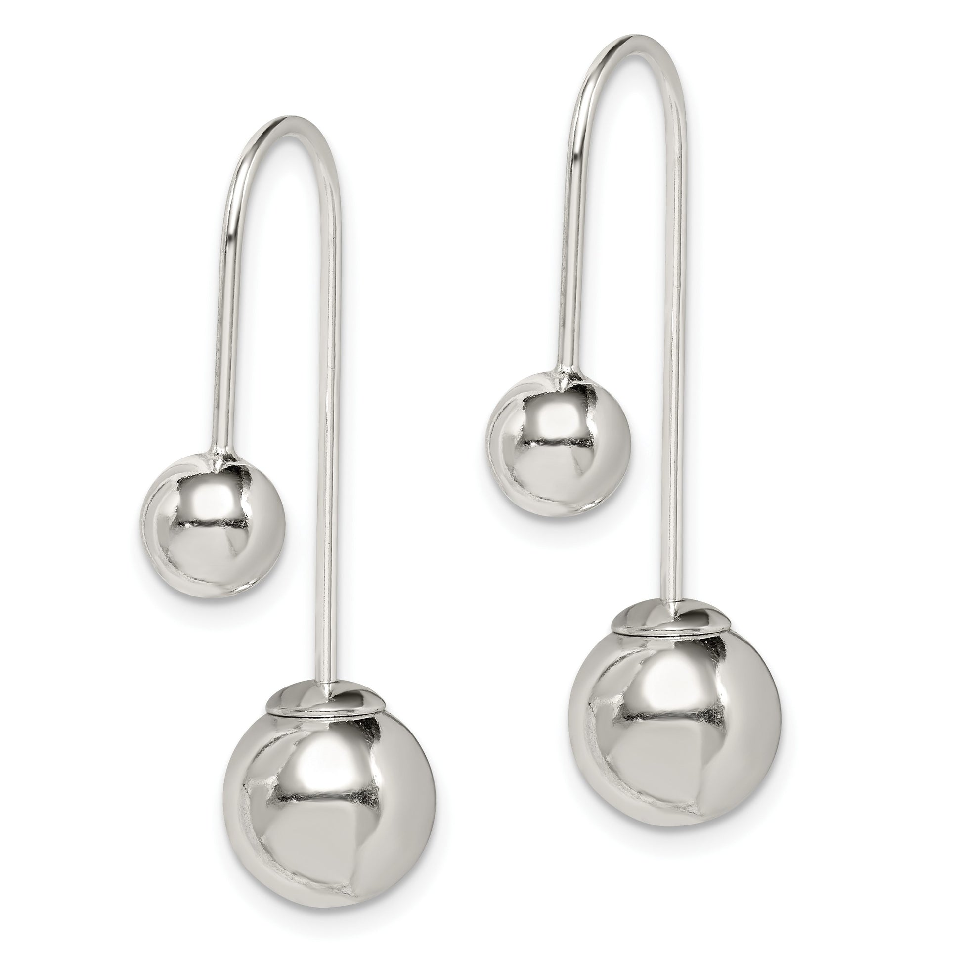 Sterling Silver Polished Front and Back Dangle Earrings