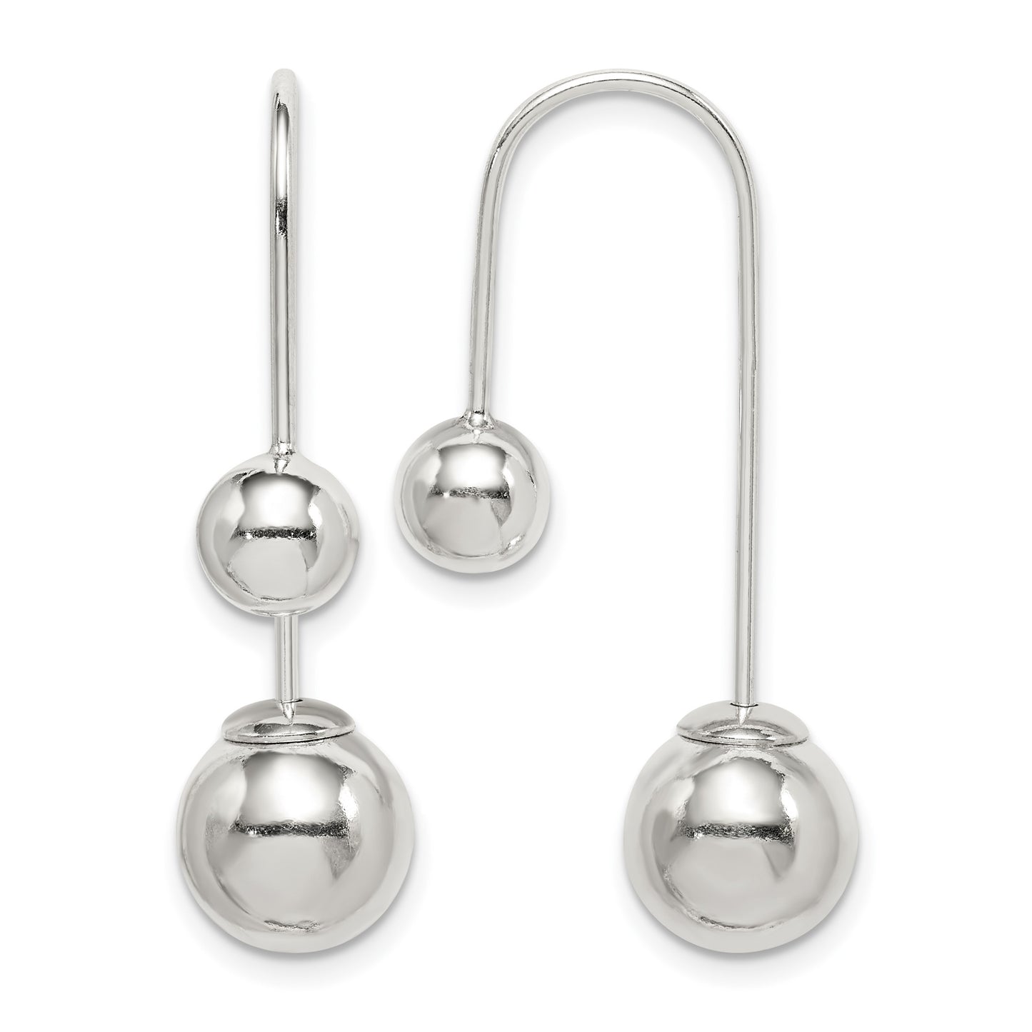 Sterling Silver Polished Front and Back Dangle Earrings