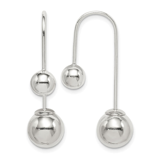 Sterling Silver Polished Front and Back Dangle Earrings