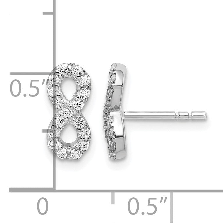 Sterling Silver Rhodium-plated Polished CZ Infinity Post Earrings