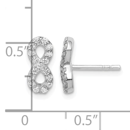 Sterling Silver Rhodium-plated Polished CZ Infinity Post Earrings