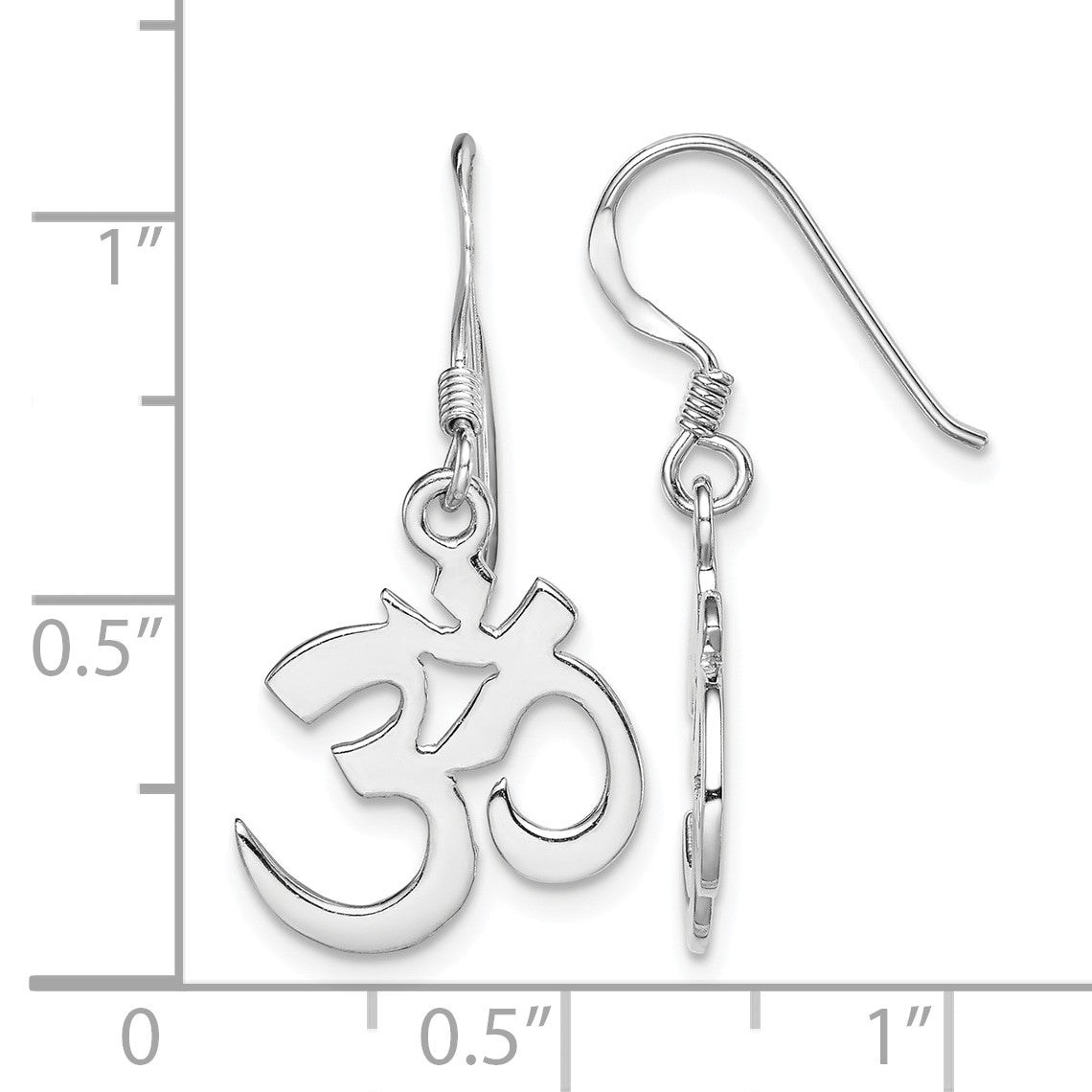 Sterling Silver Rhodium-plated Polished OM Symbol Dangle Earrings