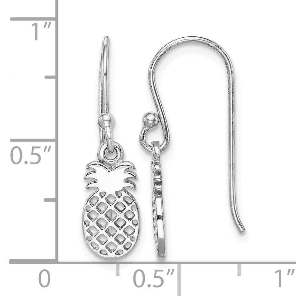 Sterling Silver Rhodium-plated Pineapple Dangle Earring