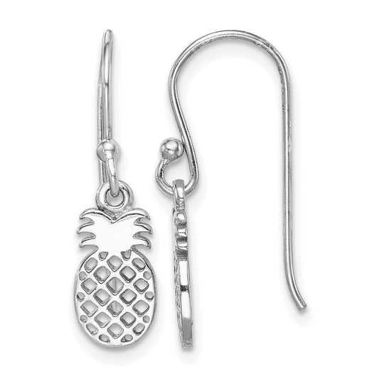 Sterling Silver Rhodium-plated Pineapple Dangle Earring
