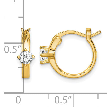 Sterling Silver Gold-tone Square CZ Hoop Earrings