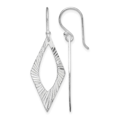 Sterling Silver Rhodium-plated Diamond-cut Geometric Dangle Earrings