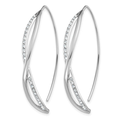 Sterling Silver Rhodium-plated CZ Twisted Threader Earrings