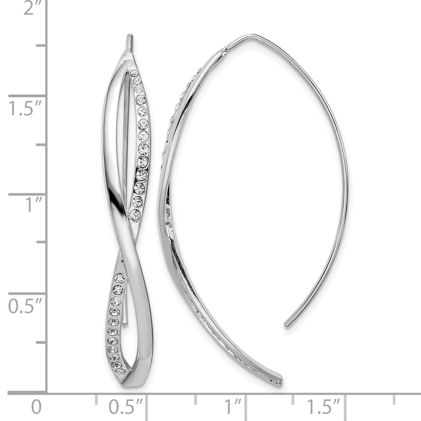 Sterling Silver Rhodium-plated CZ Twisted Threader Earrings
