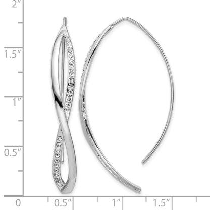Sterling Silver Rhodium-plated CZ Twisted Threader Earrings