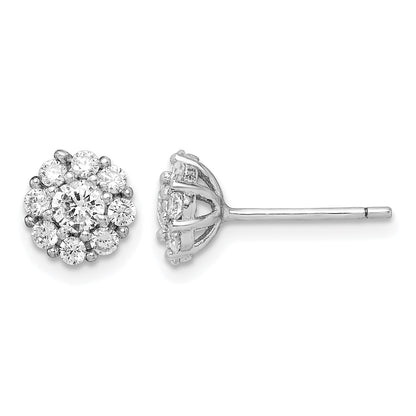 Sterling Silver Rhodium-plated Polished CZ Halo Post Earrings