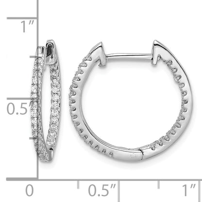 Sterling Silver Rhodium-plated CZ In/Out Hinged Hoop Earrings