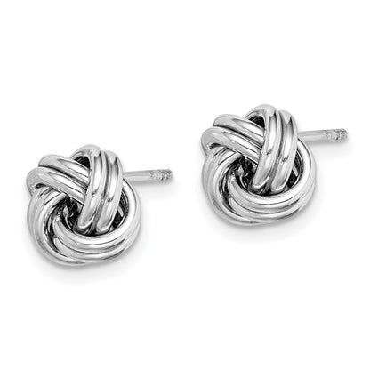 Sterling Silver Rhodium-plated Polished Love Knot Post Earrings