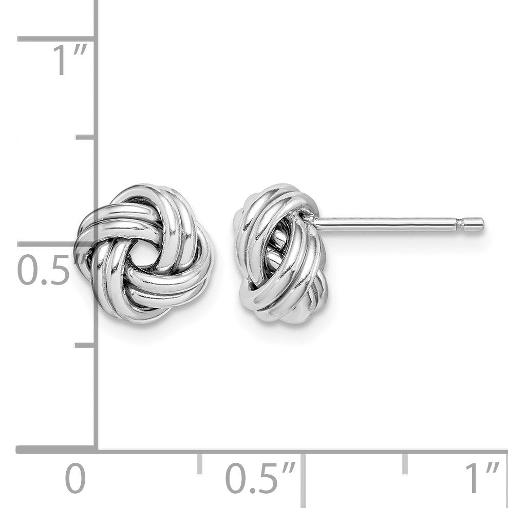 Sterling Silver Rhodium-plated Polished Love Knot Post Earrings