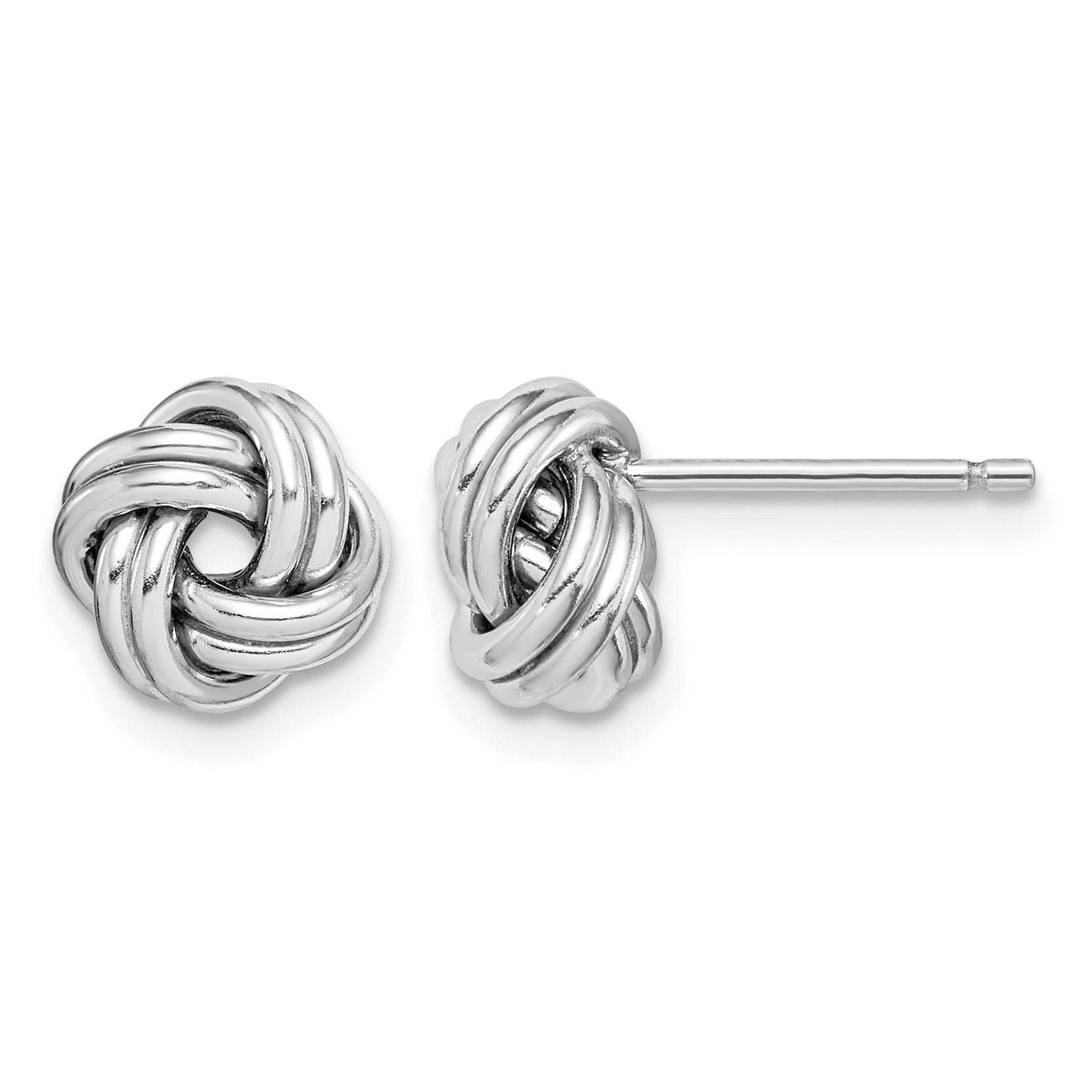 Sterling Silver Rhodium-plated Polished Love Knot Post Earrings