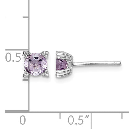 Sterling Silver Rhodium-plated Round 5mm Amethyst Post Earrings