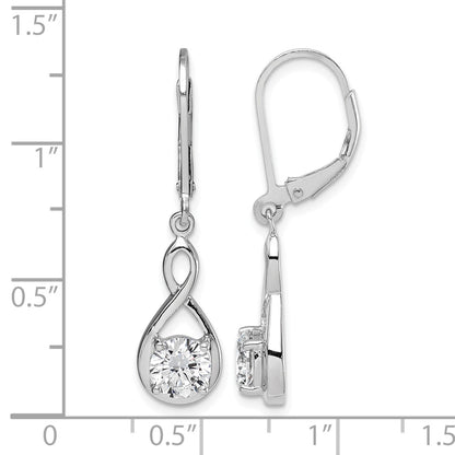 Sterling Silver Rhodium-plated Polished CZ Infinity Leverback Earrings