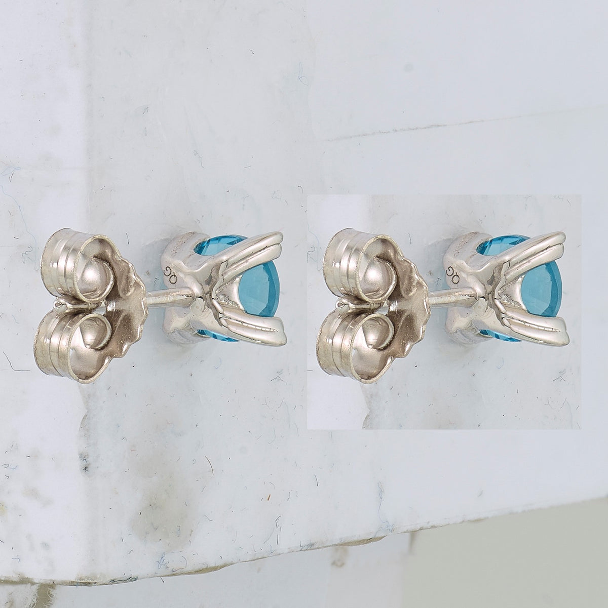Sterling Silver Rhodium-plated Round 5mm Blue Topaz Post Earrings