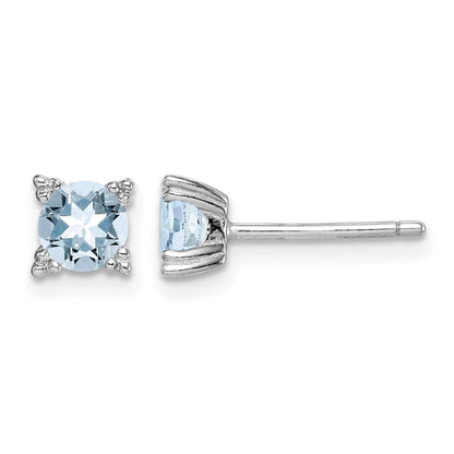 Sterling Silver Rhodium-plated Round 5mm Blue Topaz Post Earrings