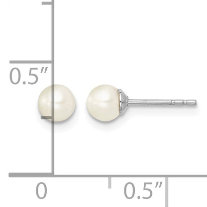 Sterling Silver Madi K Rhodium-plated 4-5mm White Round Freshwater Cultured Pearl Post Earrings