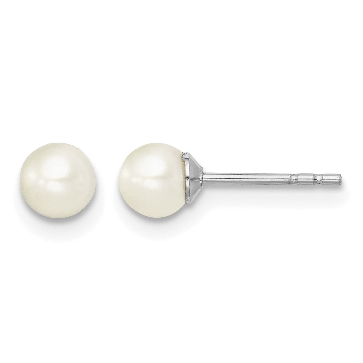 Sterling Silver Madi K Rhodium-plated 4-5mm White Round Freshwater Cultured Pearl Post Earrings