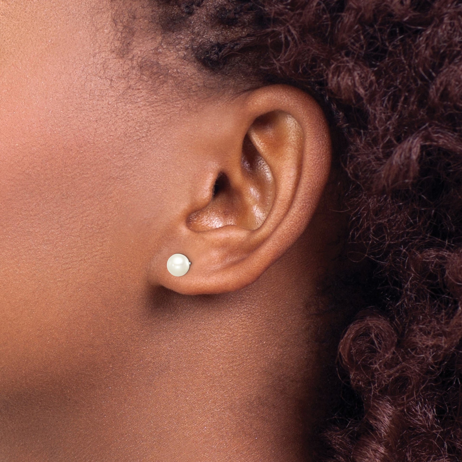 Sterling Silver Madi K Rhodium-plated 5-6mm White Round Freshwater Cultured Pearl Post Earrings