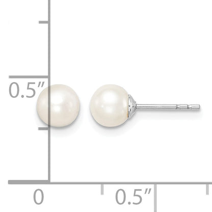 Sterling Silver Madi K Rhodium-plated 5-6mm White Round Freshwater Cultured Pearl Post Earrings