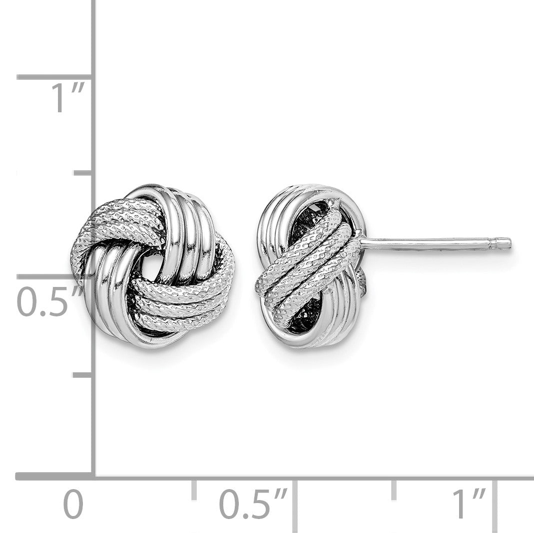 Sterling Silver Rhodium-plated Textured Love Knot Post Earrings