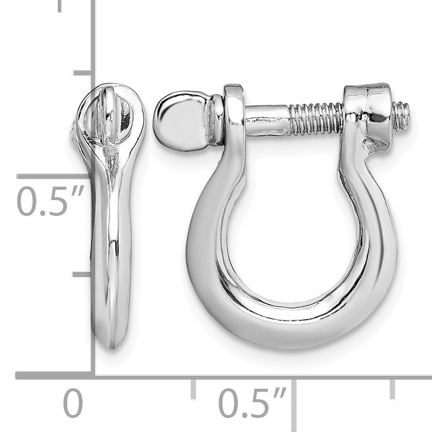 De-Ani Sterling Silver Rhodium-Plated Polished Medium Shackle Link Screw Earrings