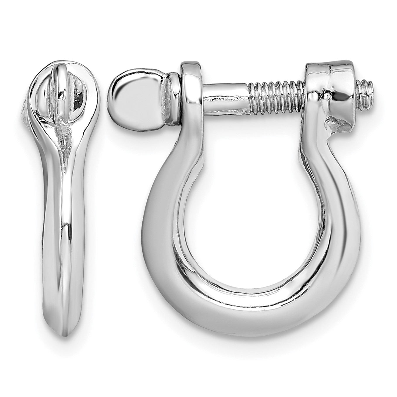 De-Ani Sterling Silver Rhodium-Plated Polished Medium Shackle Link Screw Earrings