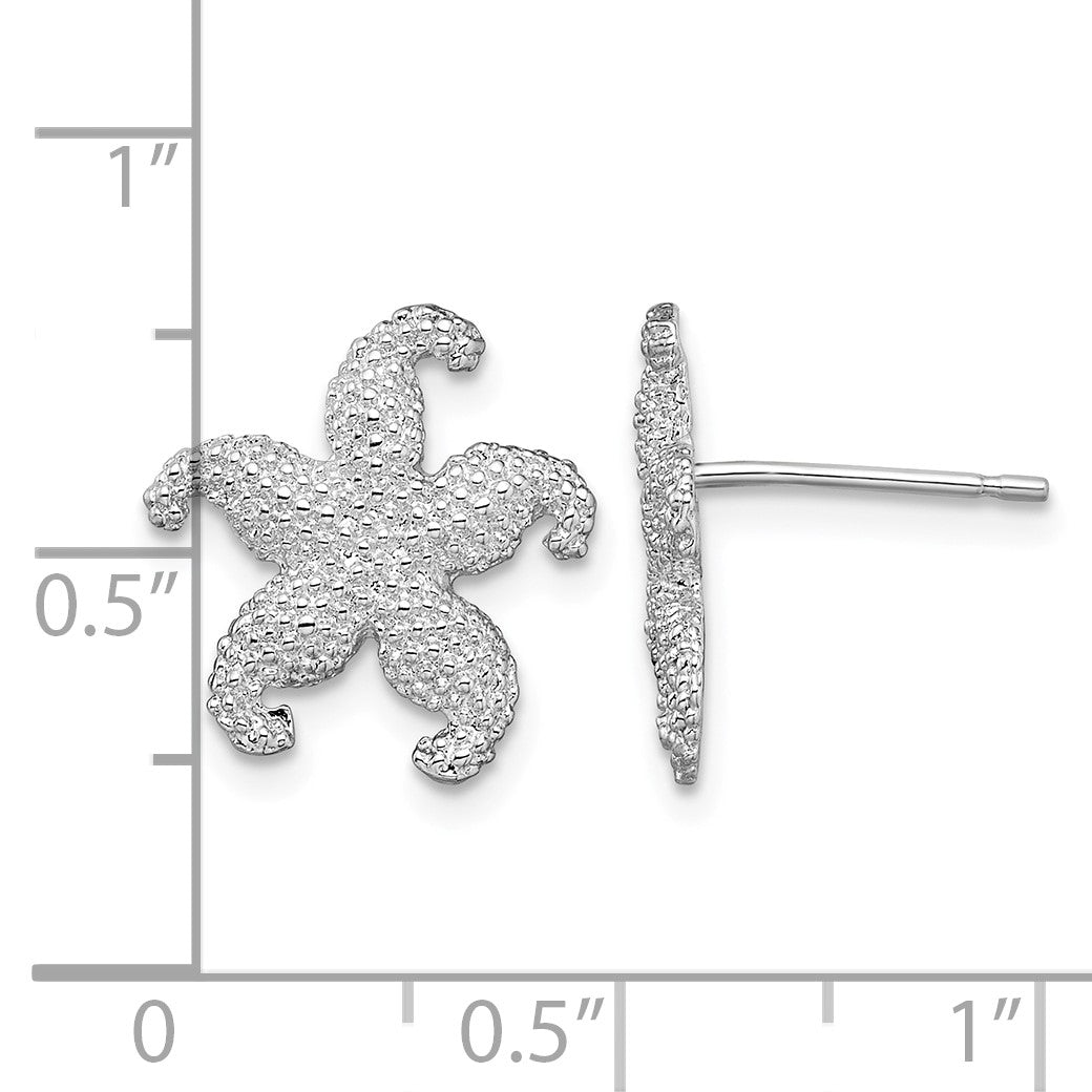 De-Ani Sterling Silver Rhodium-Plated Polished Starfish Post Earrings