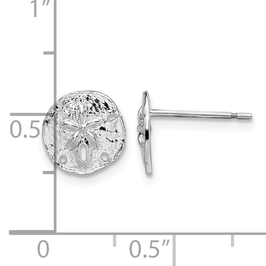 De-Ani Sterling Silver Rhodium-Plated Polished Mini Sand Dollar Post Earrings