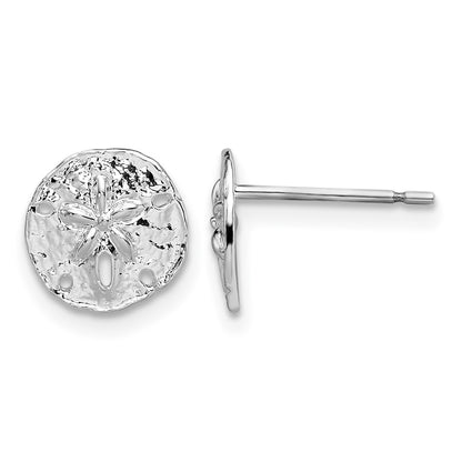 De-Ani Sterling Silver Rhodium-Plated Polished Mini Sand Dollar Post Earrings