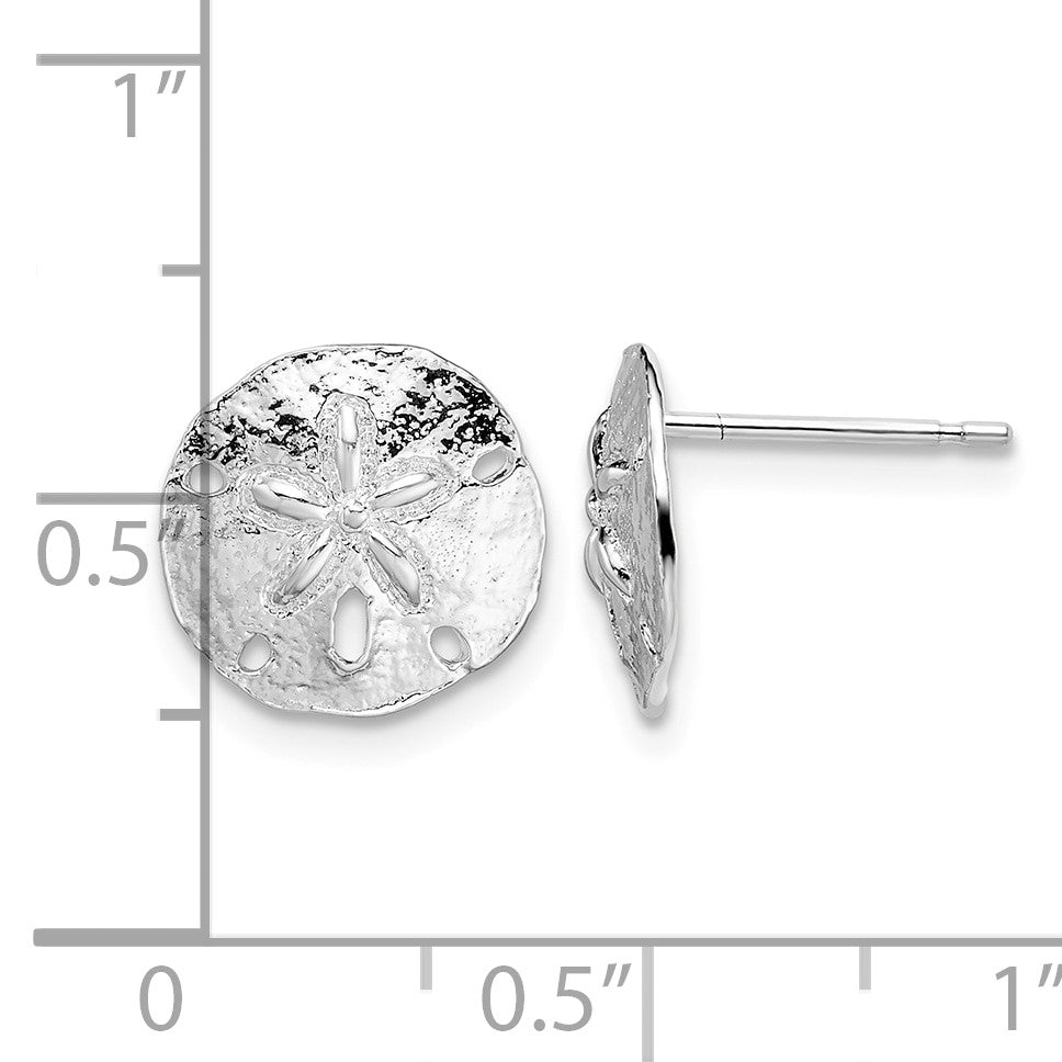 De-Ani Sterling Silver Rhodium-Plated Polished Sand Dollar Post Earrings