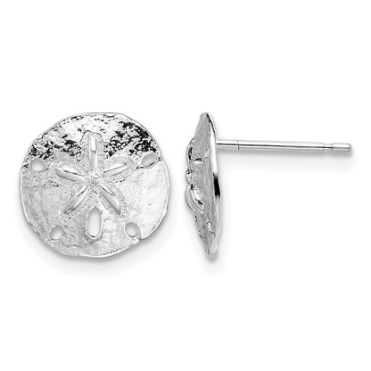 De-Ani Sterling Silver Rhodium-Plated Polished Sand Dollar Post Earrings